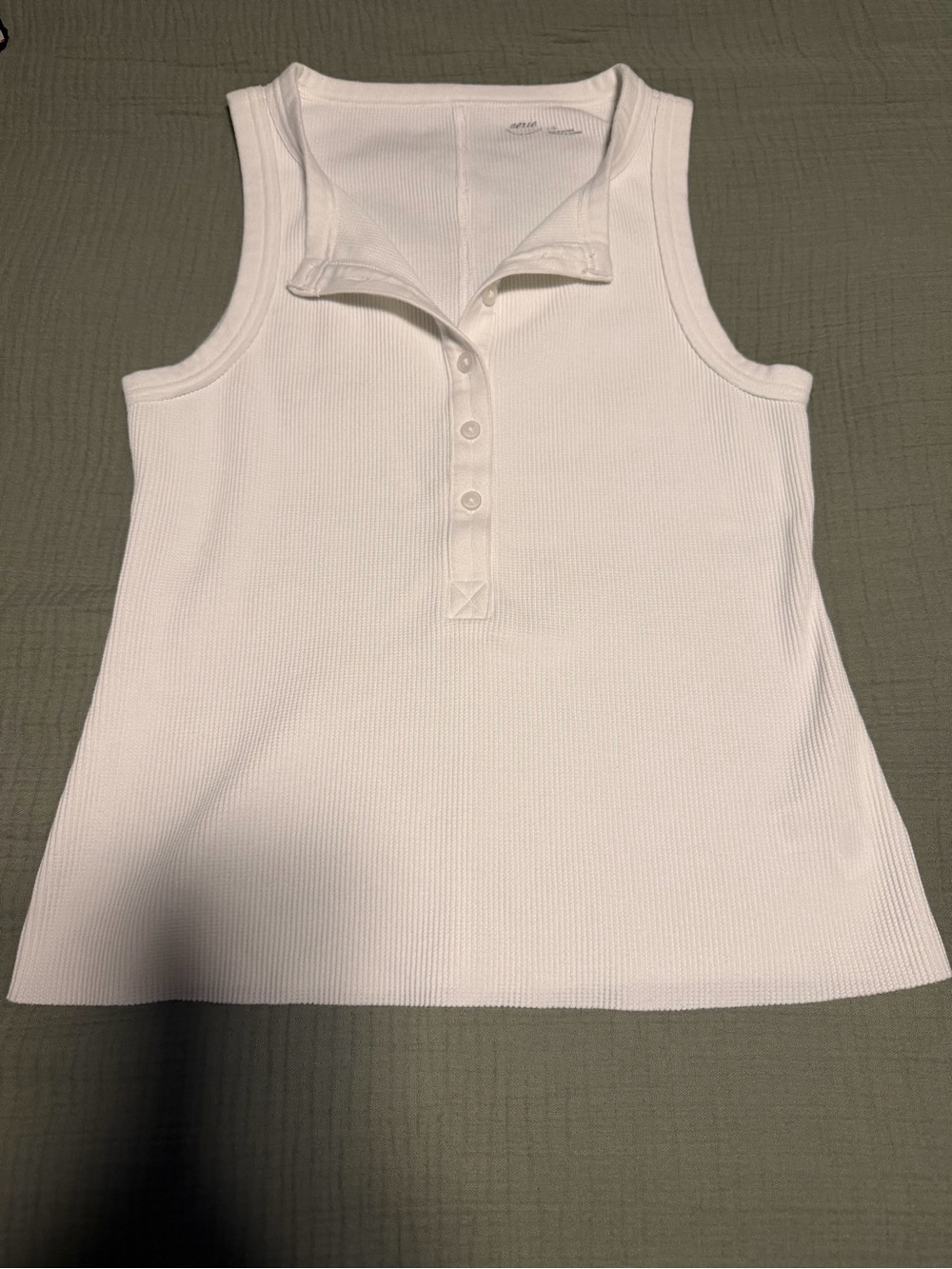 Aerie White Henley Tank Top